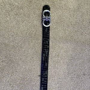 Black patterned leather Ferragamo belt